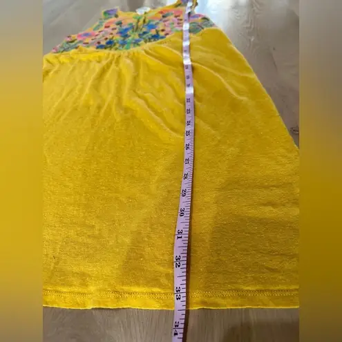 Sundance catalog sintra dreams floral embroidered 100% linen yellow dress sz XS