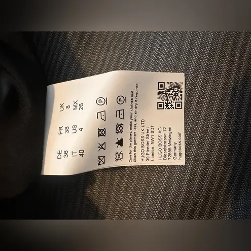 Hugo Boss Jabielle Pinstripe Wool Double Breasted Blazer Gray. Womens size 4