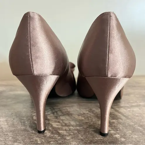 Nina High Heels Shoes Open Toe Metallic satiny Bronze Women’s Size 9 Formal