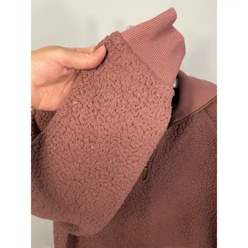 Victoria's Secret PINK Sherpa Fleece Quarter Zip Pullover Sweatshirt Cropped M Size M