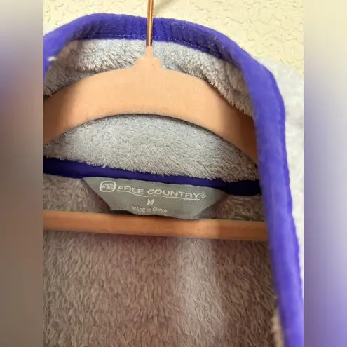 Free Country Grey and Purple Fleece Pocketed Pullover M