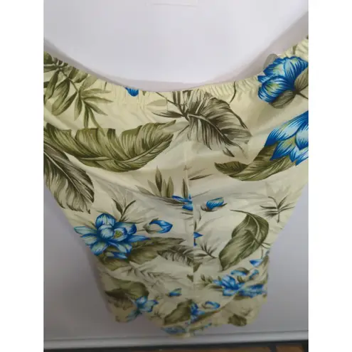 Caribbean Joe Blue Tropical Hawaiian Open Back Halter Midi Dress XL NWT