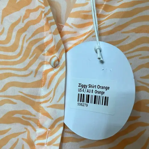 Princess Polly NWT Ziggy Shirt Zebra Print Button Down Women’s Size 4 Orange