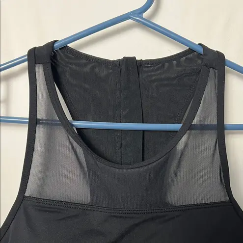 Zyia Black Mesh All Star Back Zip "One More Rep" Sports Bra Size Medium