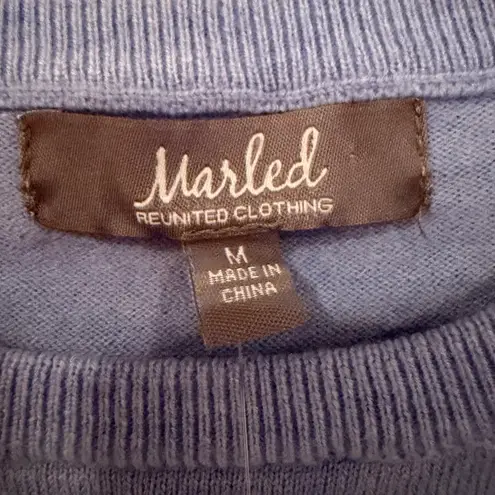 Marled Reunited Clothing Knit Cropped Sweater Women's Medium Blue Minimalist
