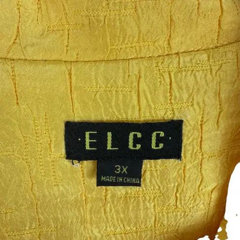 ELCC Bright Yellow Textured Collared Lightweight Lined Button Up Jacket Size 3X