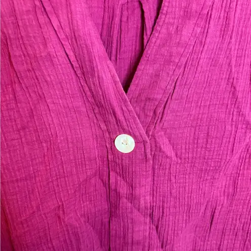 J. Jill Orchid Flower Cotton Gauze One Button Pink Size L