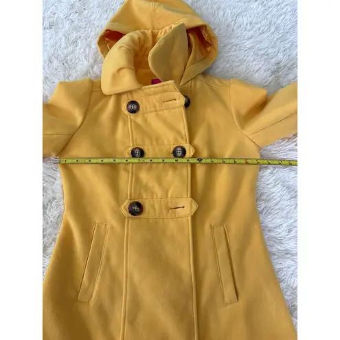 Pink Envelope Yellow Hooded Pea Coat Women's Small Double Breasted Stylish
