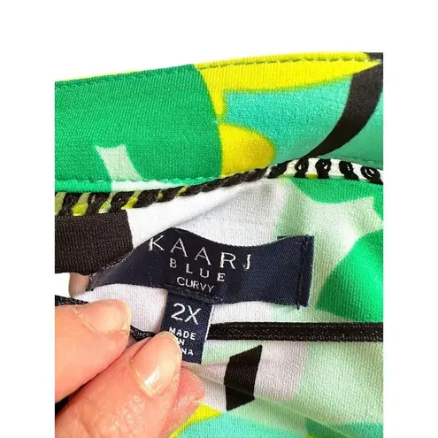 Kaari Blue Curvy Blouse Women’s 2X Long Sleeve Bell Sleeve Tunic Floral Beachy