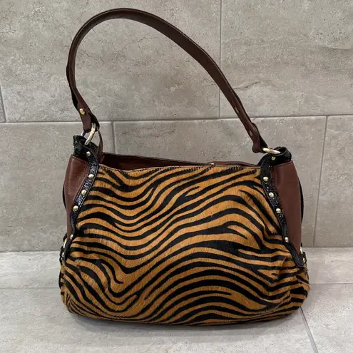 Kate Landry Collection Animal Print Cow Leather Fur Shoulder Bag Purse
