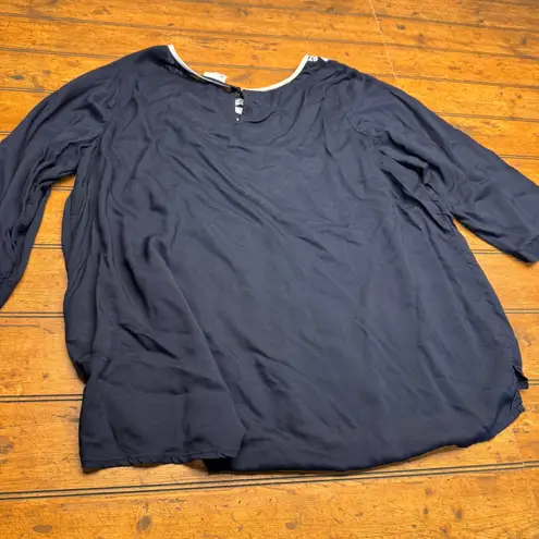 STYLUS Women's Navy Blue Embroidered Tunic Top Plus Size 2X