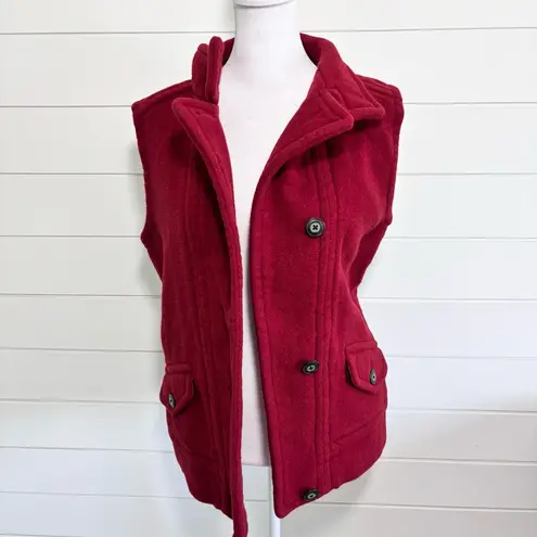 Woolrich Womens Cranberry Red Wool Vest Button Sleeveless Wool Size S