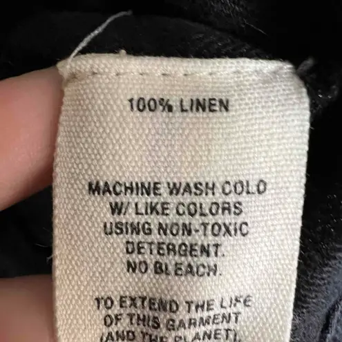 Alex Mill Linen Romper Black Long Sleeve Relaxed Fit Button Front Size XS