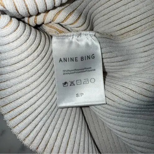 ANINE BING Julian Ribbed Knit Pencil Stretch Fitted Skirt in Ivory Cream