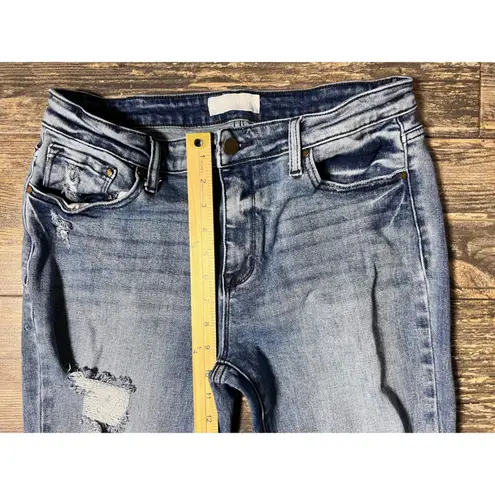 Petra 153 Women's Distressed Frayed Hem Flare Bell Jeans Light Wash Size 15/31 Blue