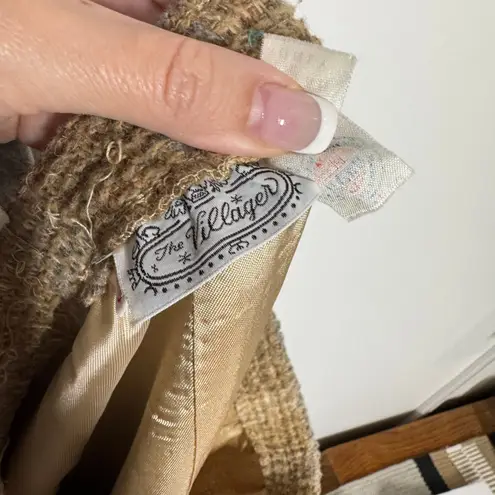 The Villager Suite Women 10 Tan Woven Plaid Jacket And Knee Skirt Vintage Career