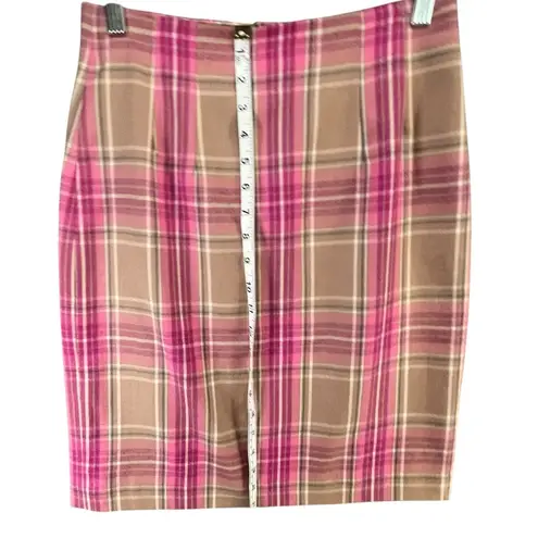 Vintage JG Hook Pencil Skirt 2 Petite Pink Plaid Wool Lined Smart Casual Preppy Size 2P