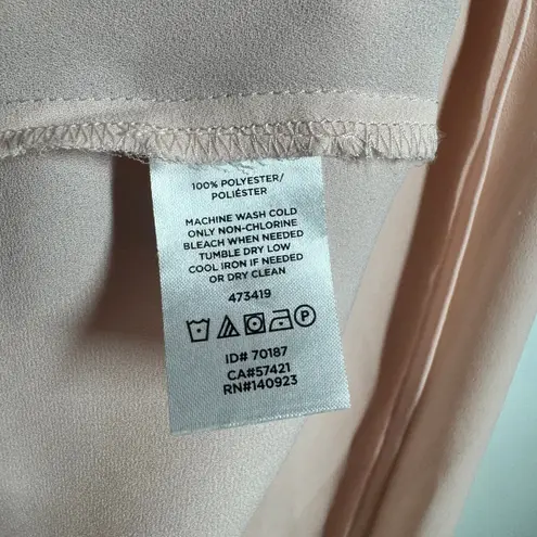 LOFT Top Women XS Pink Embroidered Tie Neck Blouse Cottage Minimal Modest Work