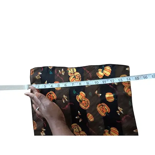 Halloween Pumpkin and Bat Scarf | Lightweight Satin Scarf | Jack O' Lantern Prin Orange