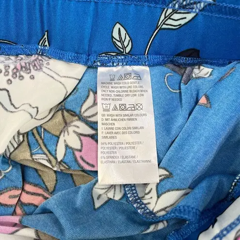 G.I.L.I. Jetsetter Side Slit Blue Floral Wide Leg Pull On Pants Size Medium