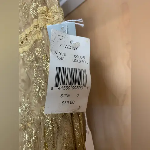 WD.NY Gold Lace Ruffled Maxi Skirt. Size