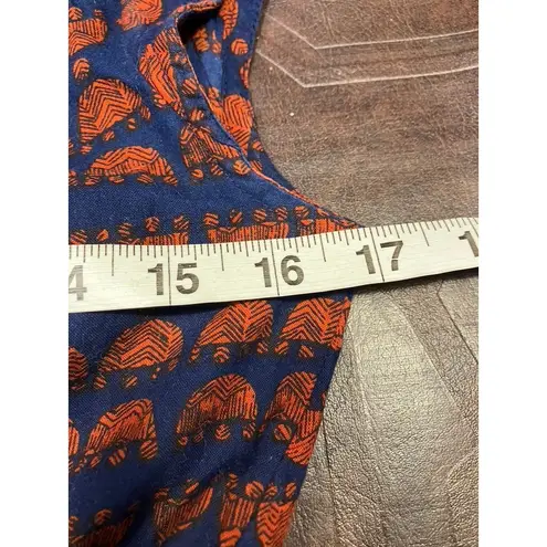 Mata Traders Women's Blue and Orange Print Dress Size S Cotton Pockets Boho