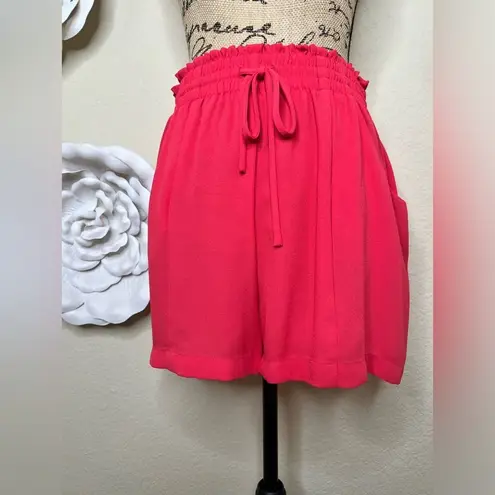 BCBGeneration Bright Coral Elastic Waistband High Waist Shorts Size Medium Pink