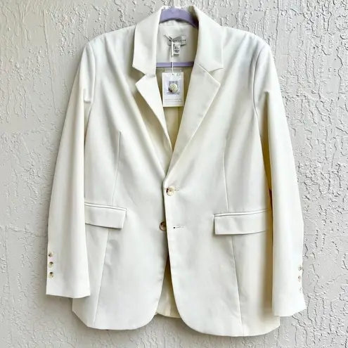 Lavish NWT Pretty  Dylan Long Sleeve Single Breasted Dad Blazer Cream Womens US 4