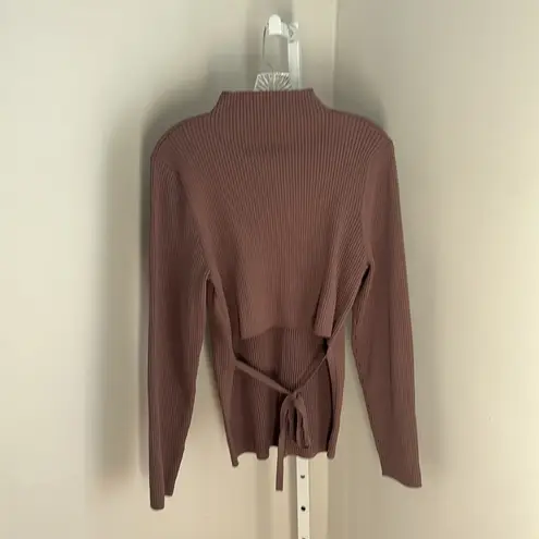 Babaton Aritzia Sculpt Knit Tie Back Long Sleeve Mock Neck Top Size 2XL