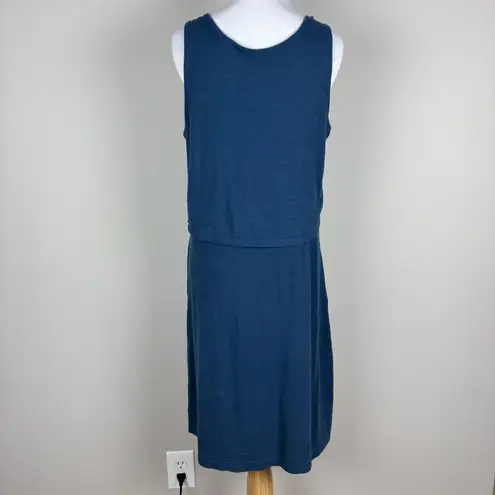 Toad & Co Paintbrush Tank Dress Womens Medium Blue Organic Cotton Knit Layered M
