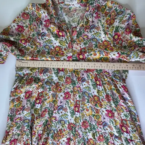 Natural Life Rebecca Floral Midi Dress Medium Multicolor Tiered Cottage Flowy