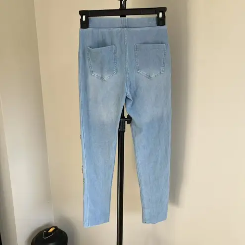 Calzedonia Denim Leggings with some studs. Stretch, stylish, Rhinestones Size S