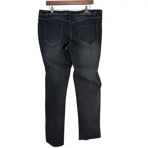 Brooklyn Girl Y2K Navy Distressed Denim Jeans Size 18 Straight Leg Stretch Black