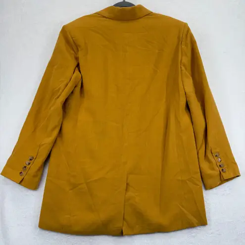 Walter Baker Women's Mustard Yellow Linen Blend Button Down Blazer Jacket M READ