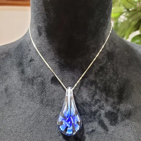 Bermuda Womens  Blue Crystal Water Drop Jewelry Necklace