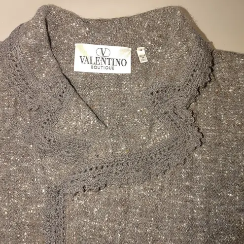Valentino Skirt Suit Set Sz 12 Wool Angora Blend Brown Tweed Italy Authenticate