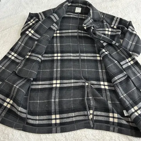 Abercrombie & Fitch Abercrombie Fitch Sz XL Wool Wrap Grey Plaid Belted Winter Coat Missing Belt** - Image 2