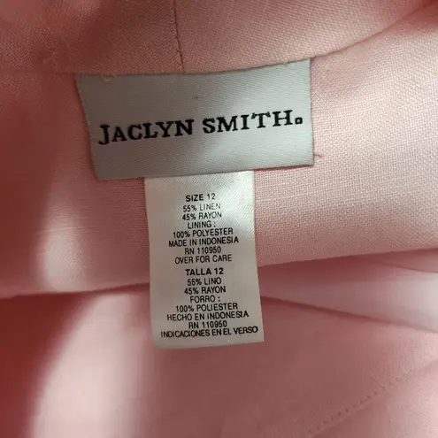 Jaclyn Smith Pink Pastel Double Button Linen Blend Blazer Size 12