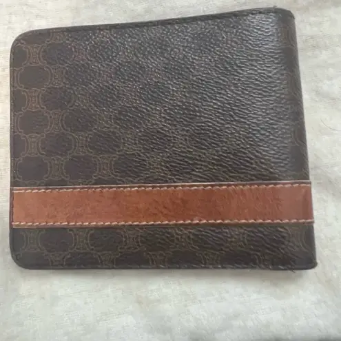 CELINE Preloved Macadam Blason Logo Folded Wallet Brown Vintage