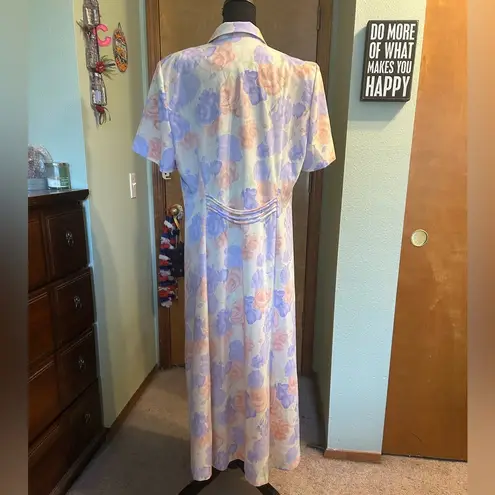 Leslie Fay 80s/90s vintage pastel floral short sleeve dress size 16 pearl button