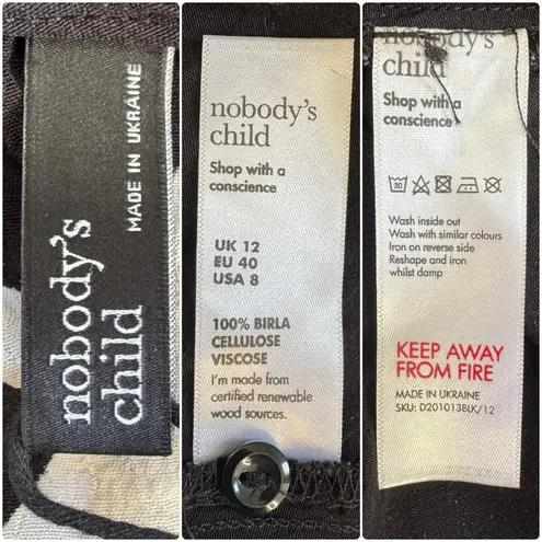 NOBODY’S CHILD Black & White Star Siri Midi Dress Boho Chic Whimsical Goth Sz 8