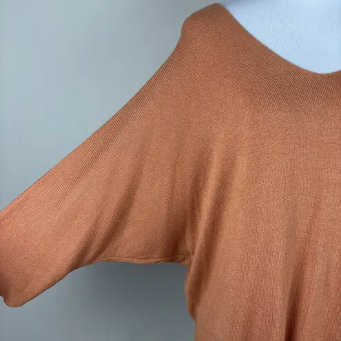 Made in Italy Sweater Top Womens Large Orange 3/4 Sleeve Dolman V