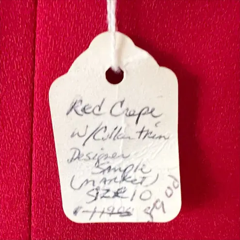 Vintage 90s Red Beaded Collar Formal Prom Dress Size 10