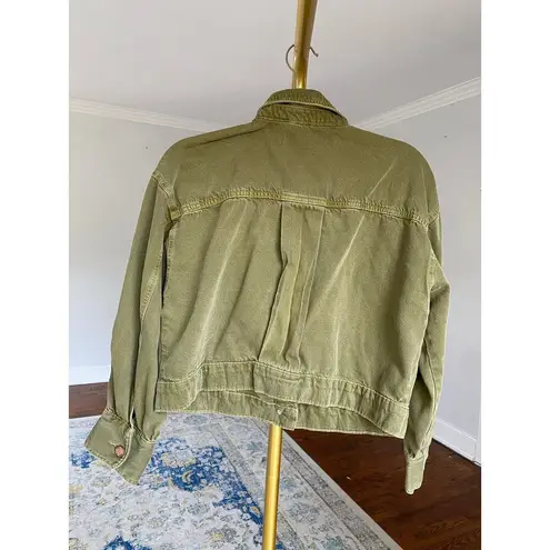 ZARA  Cropped Utility Jacket Button Front Green Pockets Casualcore Downtown Fairy
