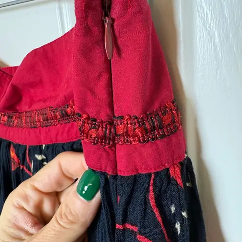 R.Q.T. Red Black Floral Boho Midi Skirt Dark Romantic Hippie Festival 10