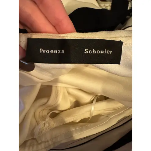 Proenza Schouler Shirt Women 6 Ivory Black Off The Shoulder Tie Neck Long Sleeve