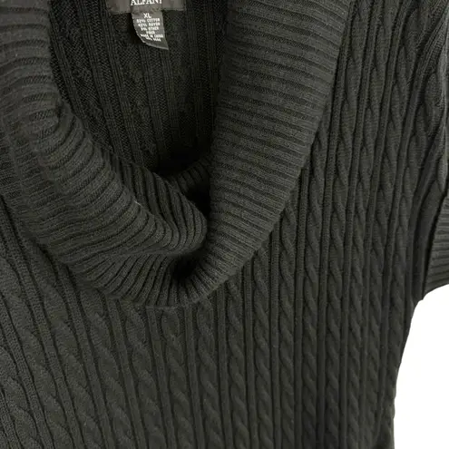 Alfani Black Short Sleeve Cable Knit Sweater Dress XL