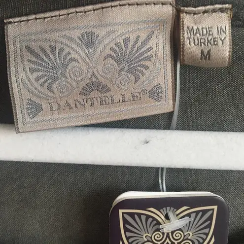 Dantelle Oil Dye Ruffle Hem Tunic Top Green Medium NWT Raglan Sleeve Drop Waist