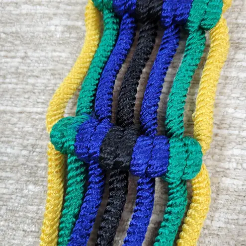 VTG Yves Saint Laurent Trimmings Woven Rope Belt Womens Statement Fringe Boho Yellow