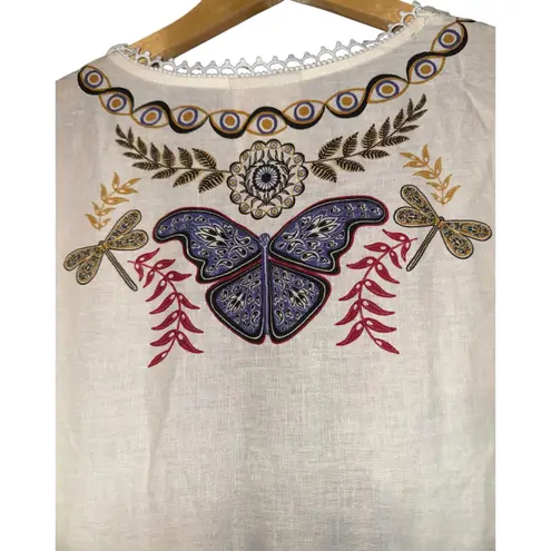 Farm Rio New Off-White Boho Glam Floral Lenzing Ecovero Euroflax Maxi Dress XS